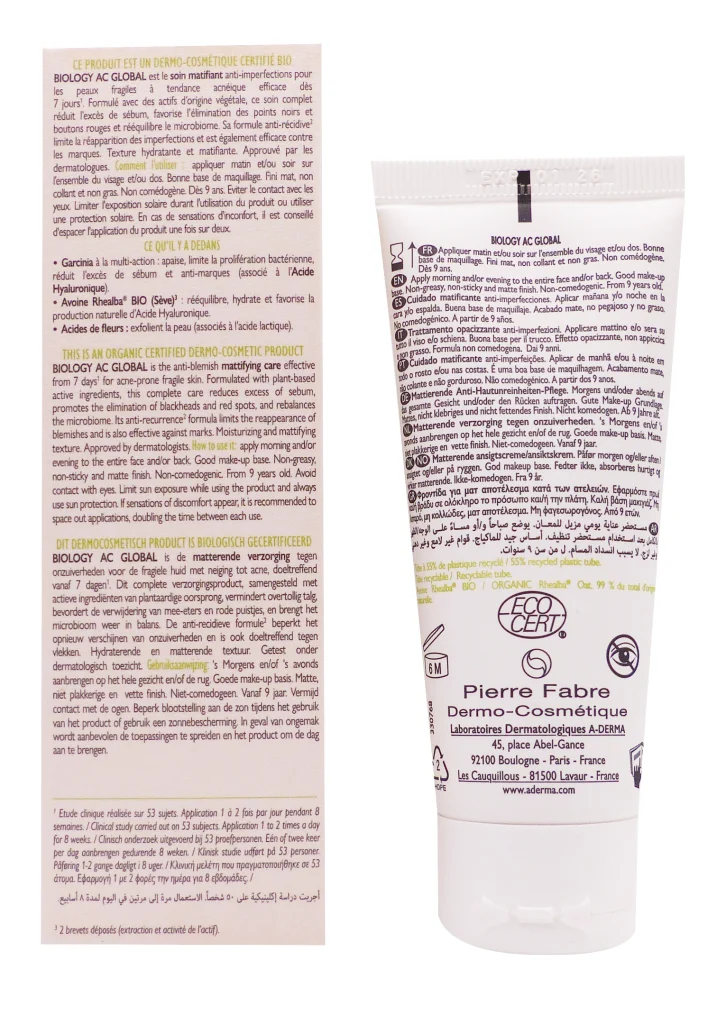 A-DERMA BIOLOGY AC GLOBAL SOIN ANTI-IMPERFECTIONS 40ML 3 dos biology ac global