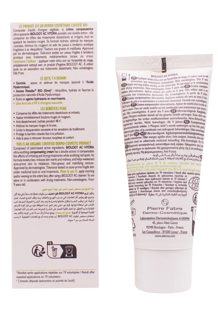 A-DERMA BIOLOGY AC HYDRA CREME COMPENSATRICE 40ML 3 dos biology ac hydra creme compensatrice