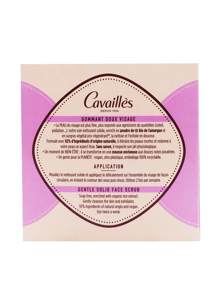 ROGE CAVAILLES NETTOYANT VISAGE SOLIDE GOMMANT DOUX 70G (ROSE) 3 dos cavailles gommant doux visage