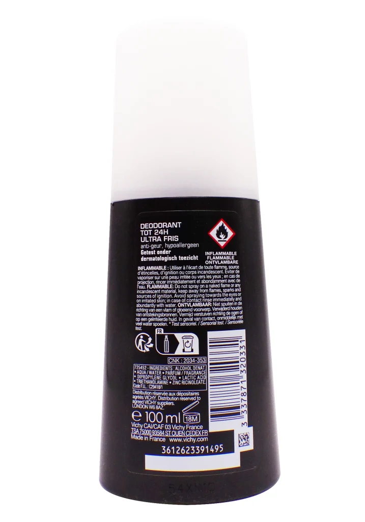 VICHY HOMME DEODORANT 24H ULTRA-FRAIS VAPORISATEUR 100ML 3 dos deodorant 24h 100ml