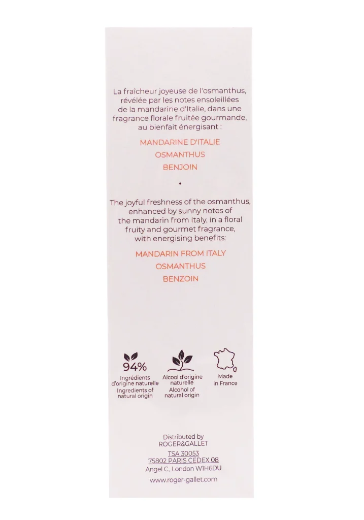 ROGER & GALLET EAU PARFUMEE FLEUR D'OSMANTHUS VAPORISATEUR 30ML 3 dos eau parfumee fleur dosmanthus 30 ml