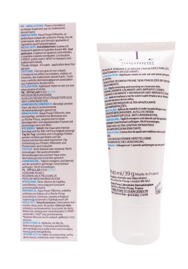 dos effaclar h iso biome La roche posay 40 ml