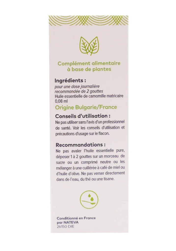 PHARMASCIENCE HUILE ESSENTIELLE CAMOMILLE MATRICAIRE BIO 2ML 3 dos huile essentielle 1