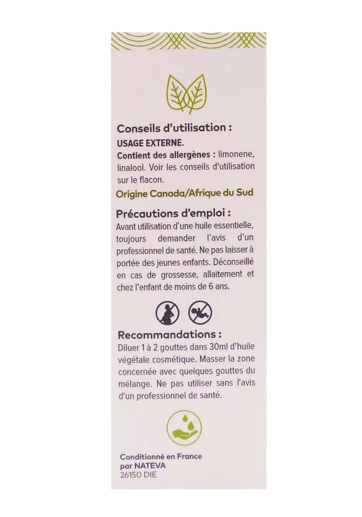 PHARMASCIENCE HUILE ESSENTIELLE EPINETTE NOIRE BIO 5 ML 3 dos huile essentielle 5