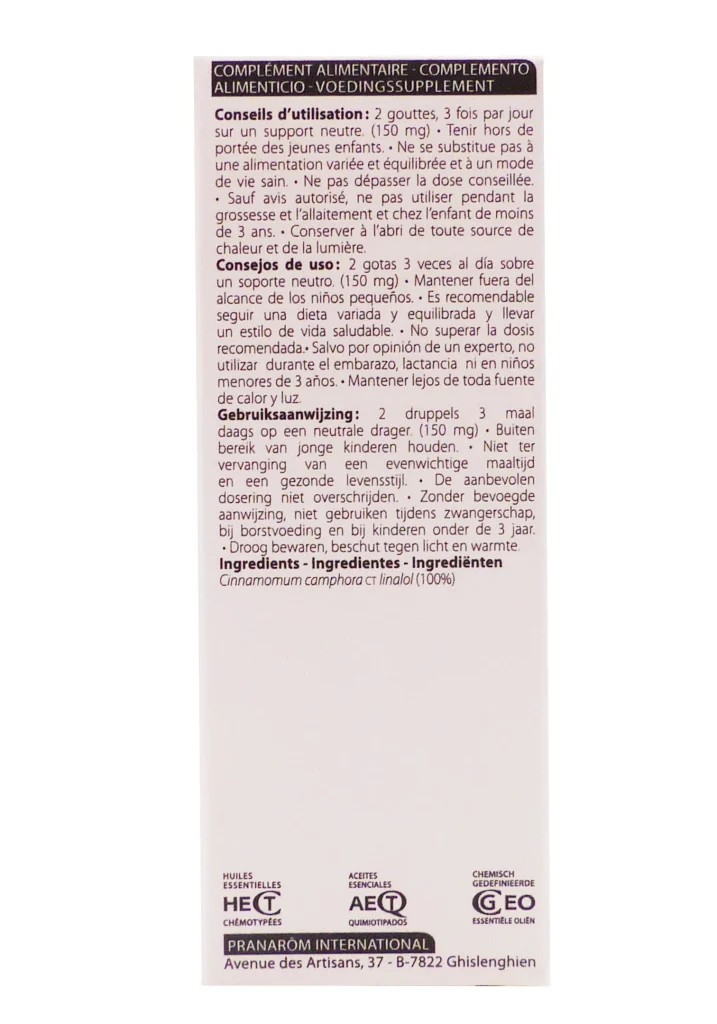 PRANAROM HUILE ESSENTIELLE BOIS DE HÔ 10ML 3 dos huile essentielle 6