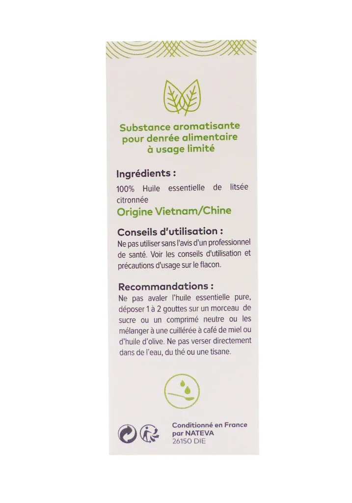 PHARMASCIENCE HUILE ESSENTIELLE LITSEE CITRONNEE 10 ML 5 dos huile essentielle litsee citronnee