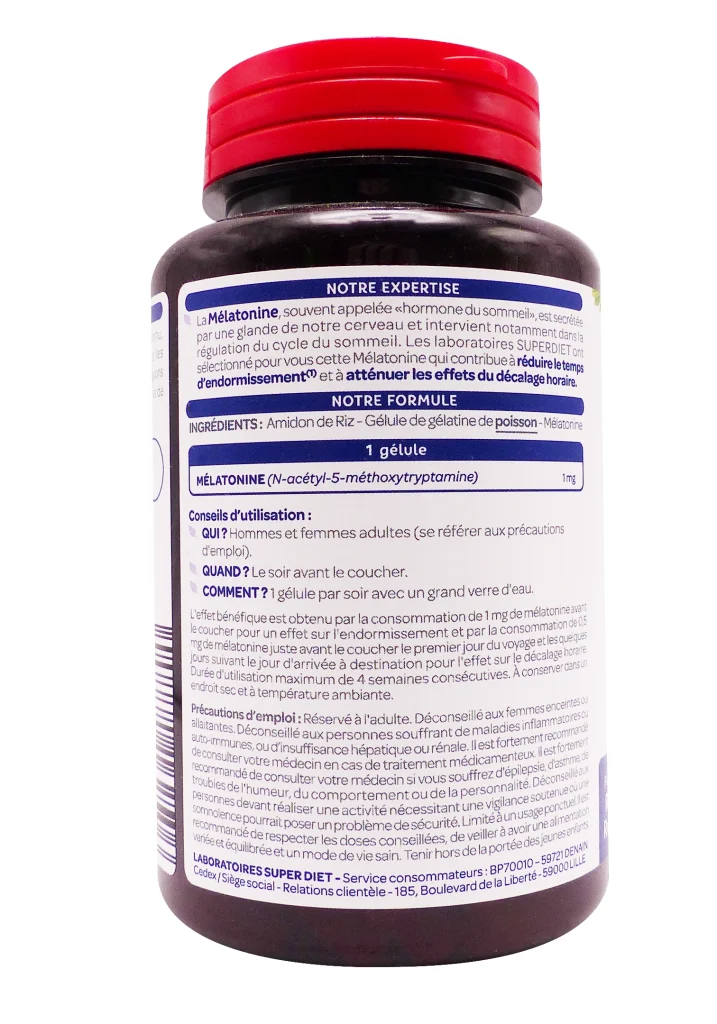 SUPERDIET MELATONINE 120 GELULES 3 dos melatonine superdiet