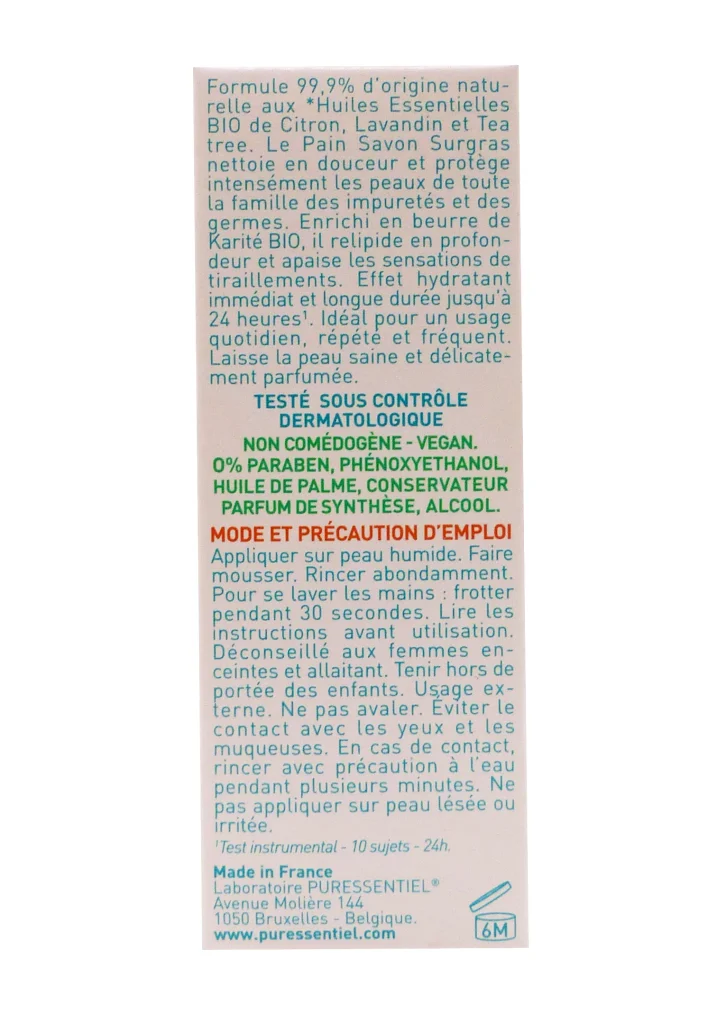 PURESSENTIEL SAVON SOLIDE ASSAINISSANT 100 GR 3 dos pack