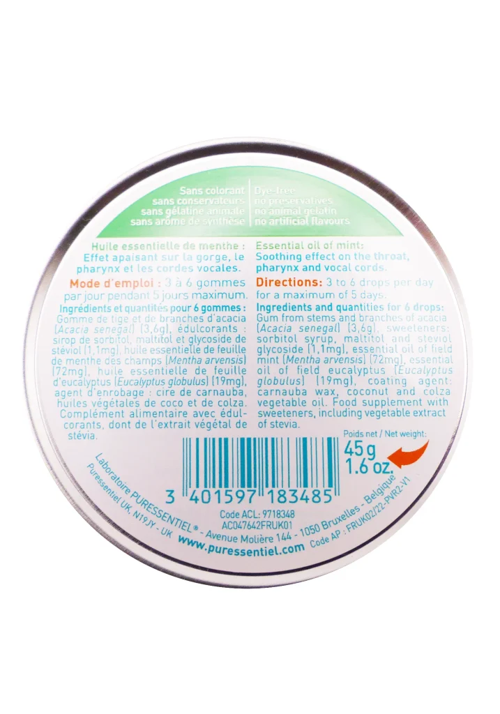 PURESSENTIEL GOMMES RESPIRATOIRES 45G 3 dos pastilles