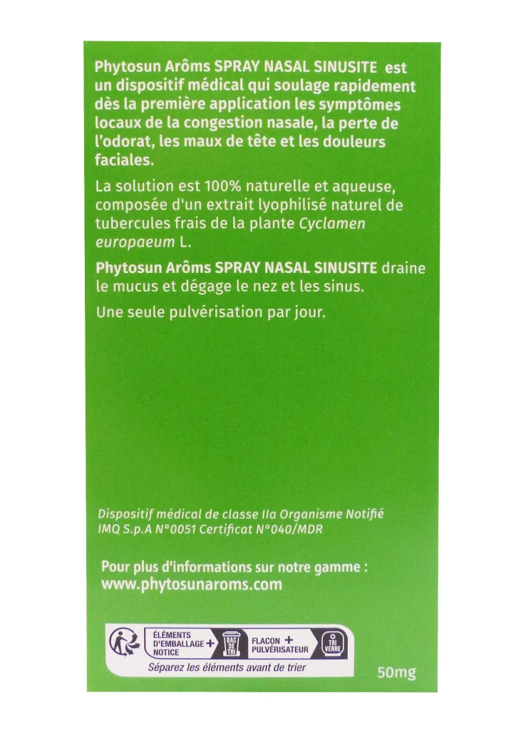 PHYTOSUN SPRAY NASAL SINUSITE 50 MG 3 dos phytosun aroms spray
