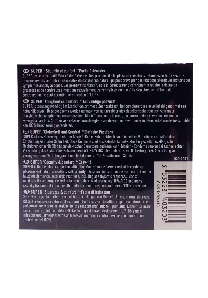 MANIX SUPER SECURITY & CONFORT 4 PRESERVATIFS 3 dos preservatifs