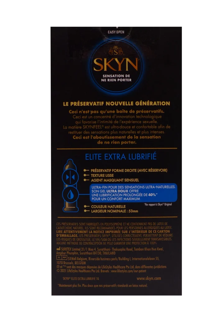SKYN ELITE EXTRA LUBRIFIE 10 PRESERVATIFS 3 dos preservatifs skin