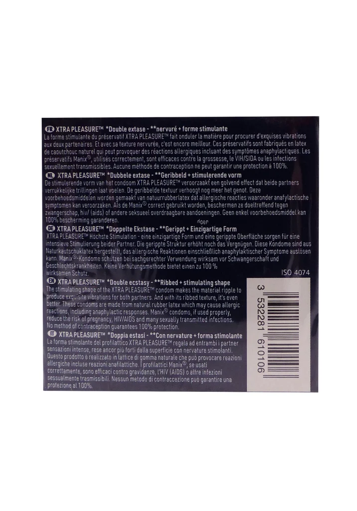 MANIX XTRA PLEASURE DOUBLE EXTASE 3 PRESERVATIFS 3 dos preservatifs wtra plasure