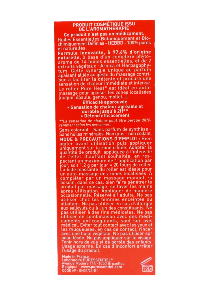 PURESSENTIEL ROLLER PUR HEAT ARTICULATIONS & MUSCLES 75ML 5 dos puressentiel 1