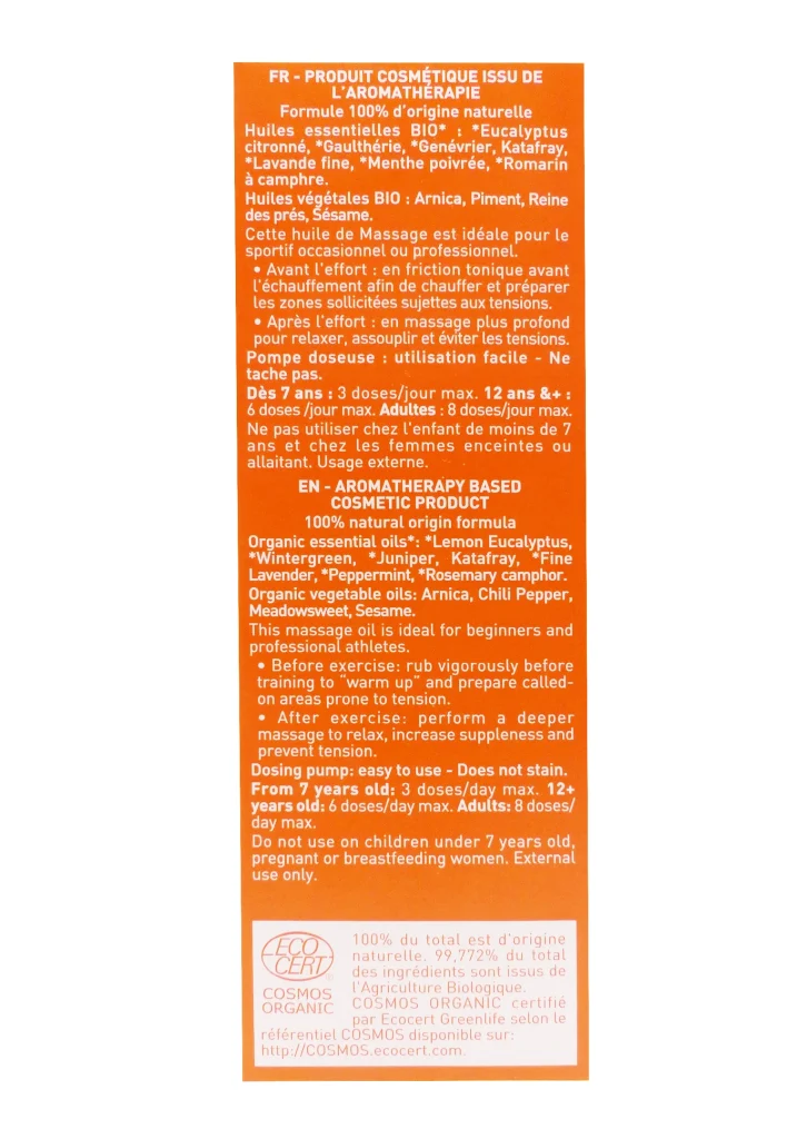 PURESSENTIEL HUILE DE MASSAGE BIO MUSCULAIRE 100ML 5 dos puressentiel roll on