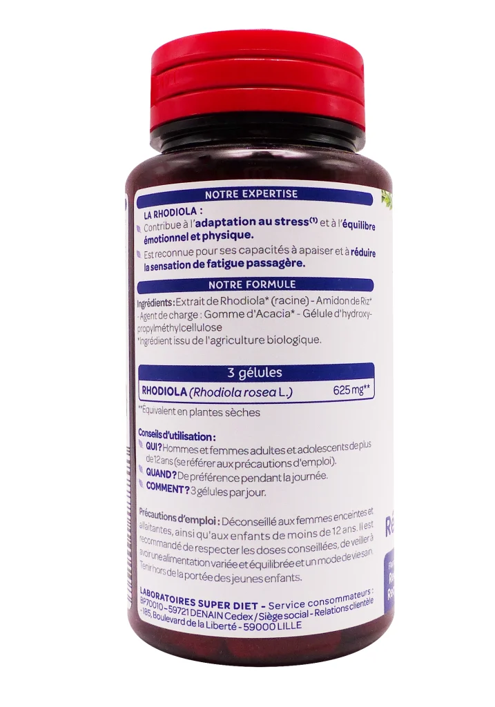 SUPERDIET RHODIOLA BIO 90 GELULES 3 dos rhodiola superdiet