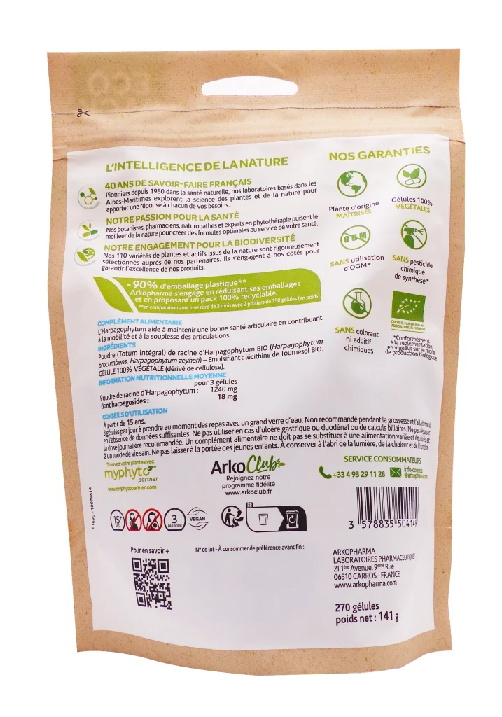 ARKOGELULES HARPAGOPHYTUM BIO 270 GELULES 3 dos sachet arkopharma