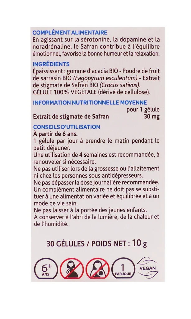 ARKOGELULES SAFRAN BIO 30 GELULES ARKOPHARMA 3 dos safran