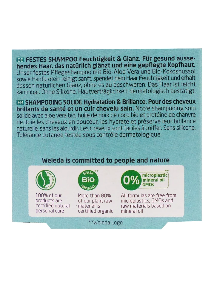 dos shampooing hydratation et brillance weleda
