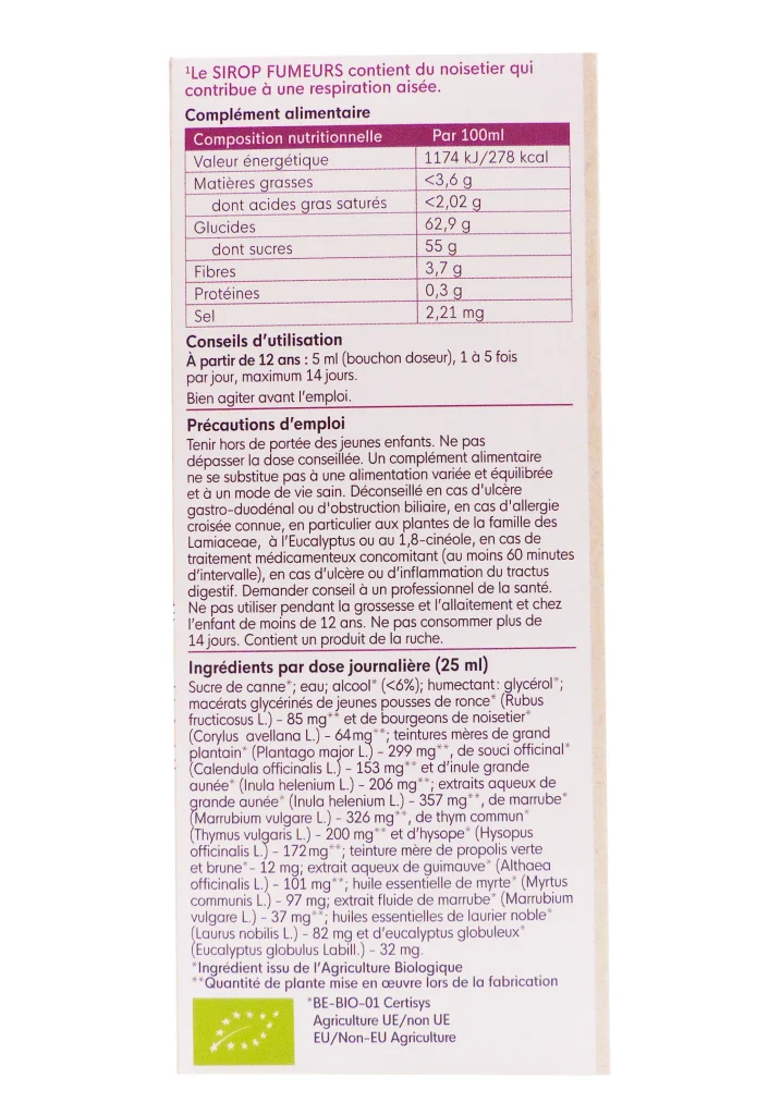 HERBALGEM SIROP FUMEURS BIO 150ML 5 dos sirop herbalgem pack