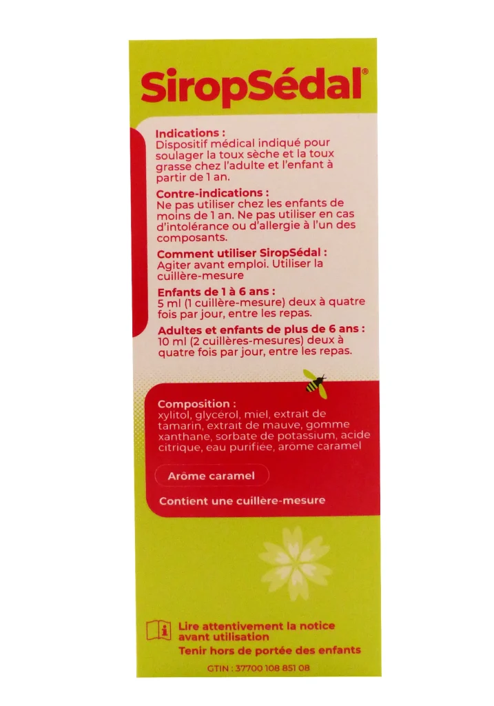 SIROPSEDAL TOUX SECHE ET GRASSE 125ML 3 dos sirop sedal