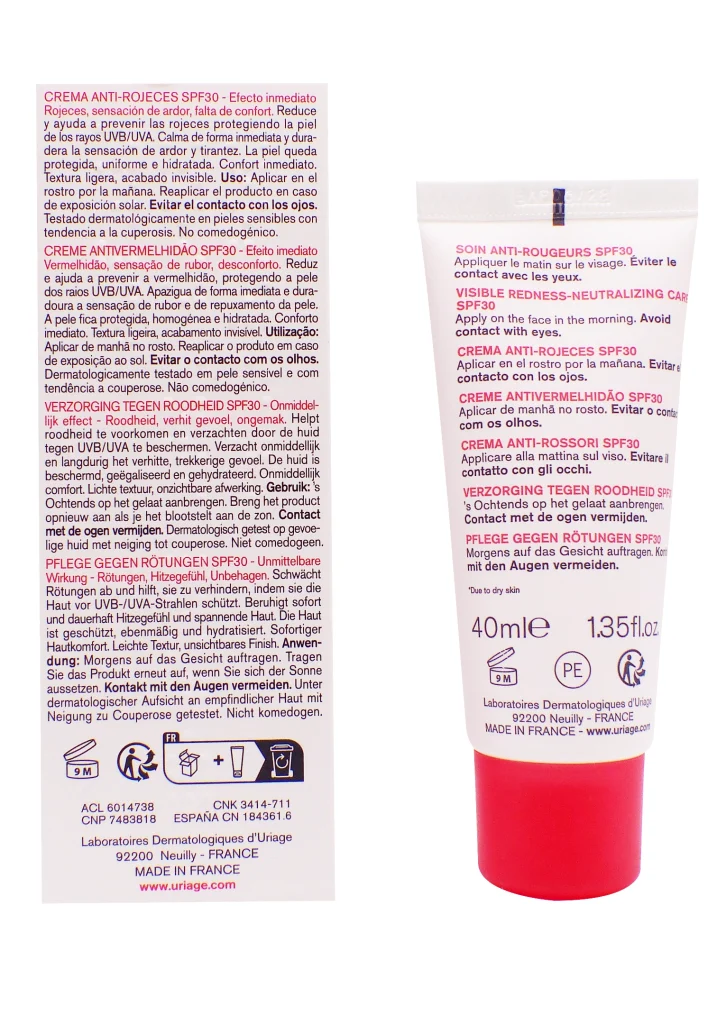 URIAGE ROSELIANE ANTI-ROUGEUR SPF 30 CREME 40ML 3 dos soin anti rougeur uriage dos