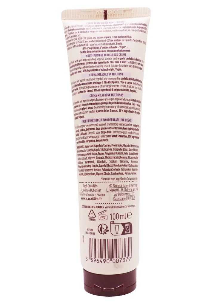 ROGE CAVAILLES CREME MIRACULEUSE SOIN MULTI-USAGES 100ML 3 dos soin multi usages cavailles