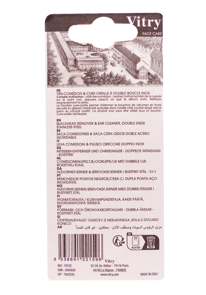 VITRY TIRE-COMEDONS ET CURE-OREILLE 3 dos tire comedon cure oreilles