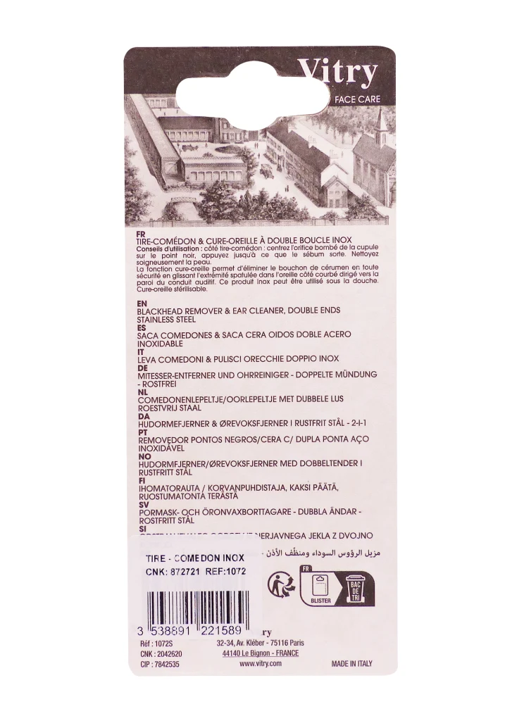 VITRY TIRE-COMEDONS ET CURE-OREILLE 3 dos tire commedon