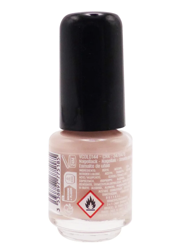 VITRY VERNIS A ONGLES MINI N°144 ORGANZA 4ML 3 dos vernis beige
