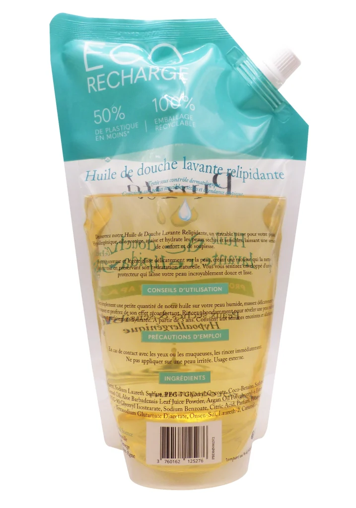 PURETE HUILE DOUCHE RELIPIDANTE 900 ML 3 ecorecharge huile lavante dos
