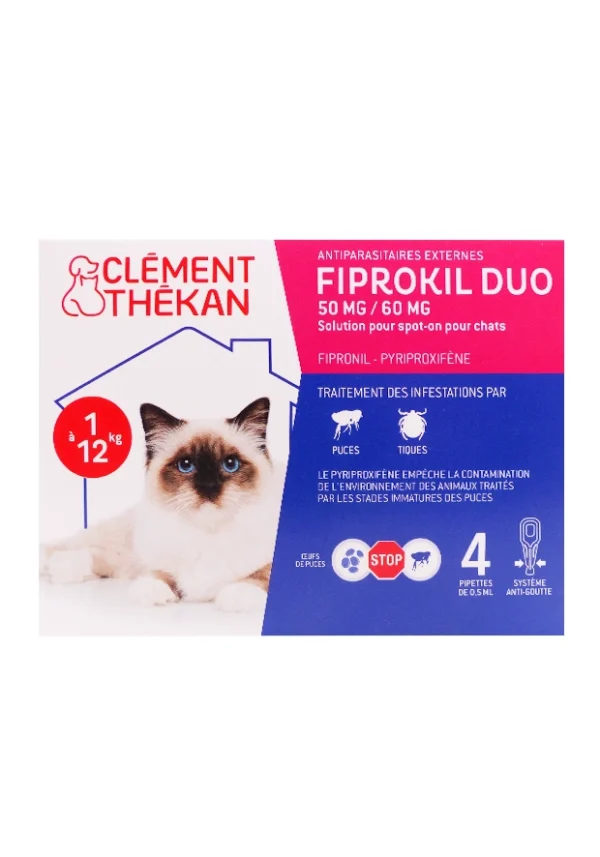 fiprokil duo chats 1-12 kg 4 pipettes