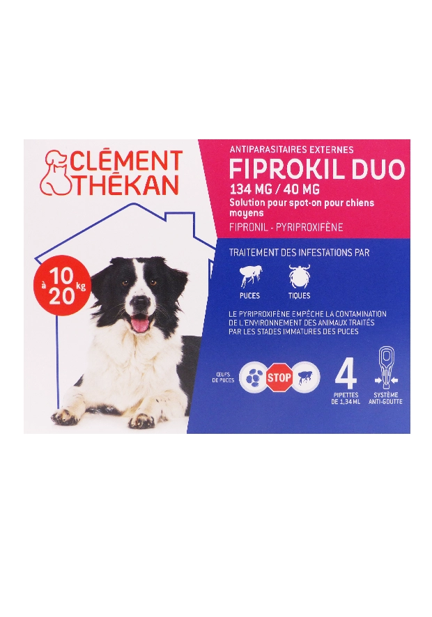 fiprokil duo 4 pipettes chiens 10-20 kg