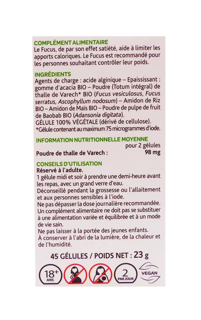 ARKOGELULES FUCUS BIO 45 GELULES ARKOPHARMA 3 fucus dos 1