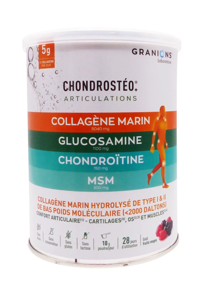 CHONDROSTEO+ ARTICULATIONS COLLAGENE MARIN POUDRE 280G 2 granions chondrosteo articulations poudre