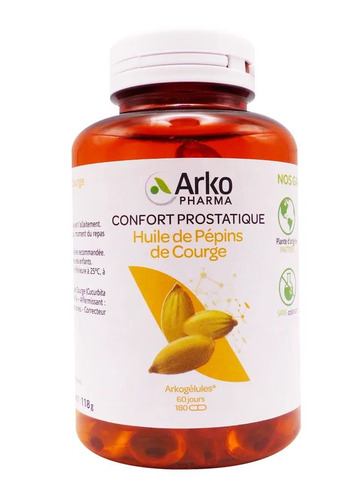 ARKOGELULES HUILE DE PEPINS DE COURGE BIO 180 CAPSULES 4 huile de pepin de courge 180 gelules pot