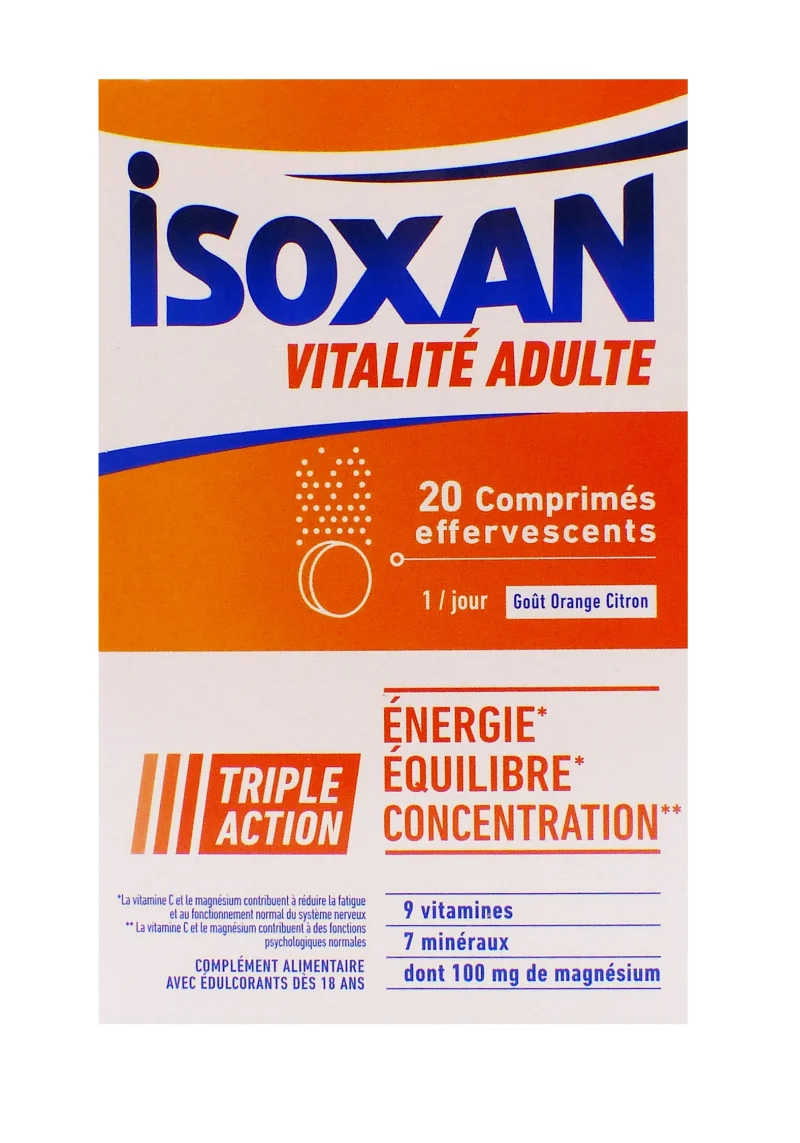isoxan vitalité adulte 20 comprimés effervescents