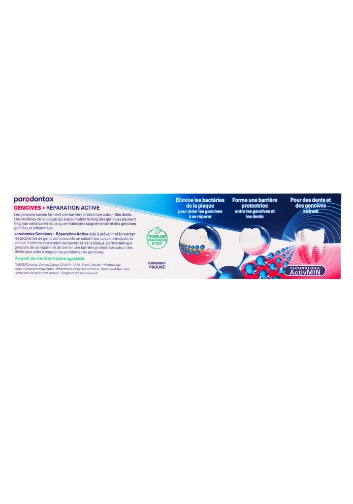 PARODONTAX DENTIFRICE REPARATION ACTIVE GENCIVES 75ML 3 parodontax gencives dos