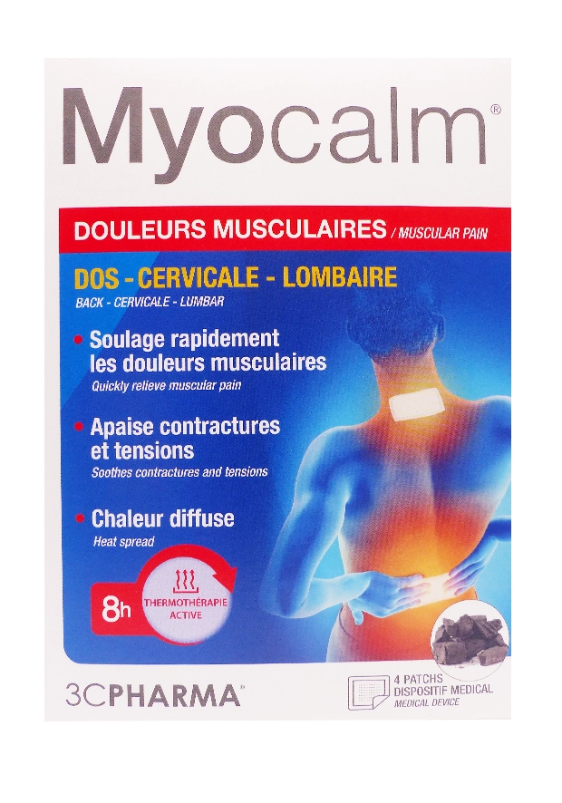 3C PHARMA MYOCALM DOULEURS MUSCULAIRES 4 PATCHS 2 patchs lombaire myocalm
