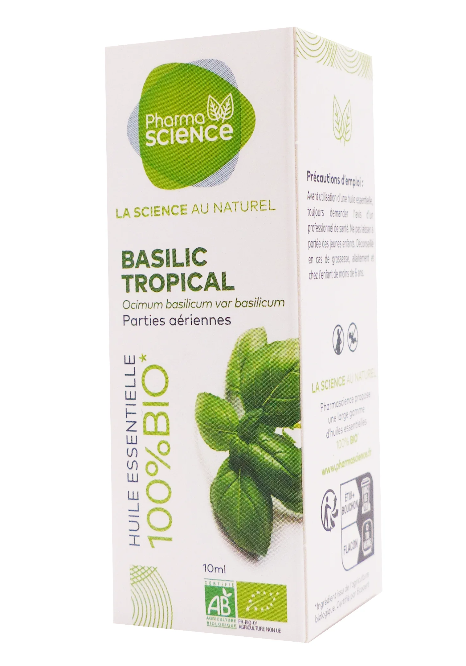 PHARMASCIENCE HUILE ESSENTIELLE BASILIC TROPICAL BIO 10ML 1 pharmascience basilic tropical