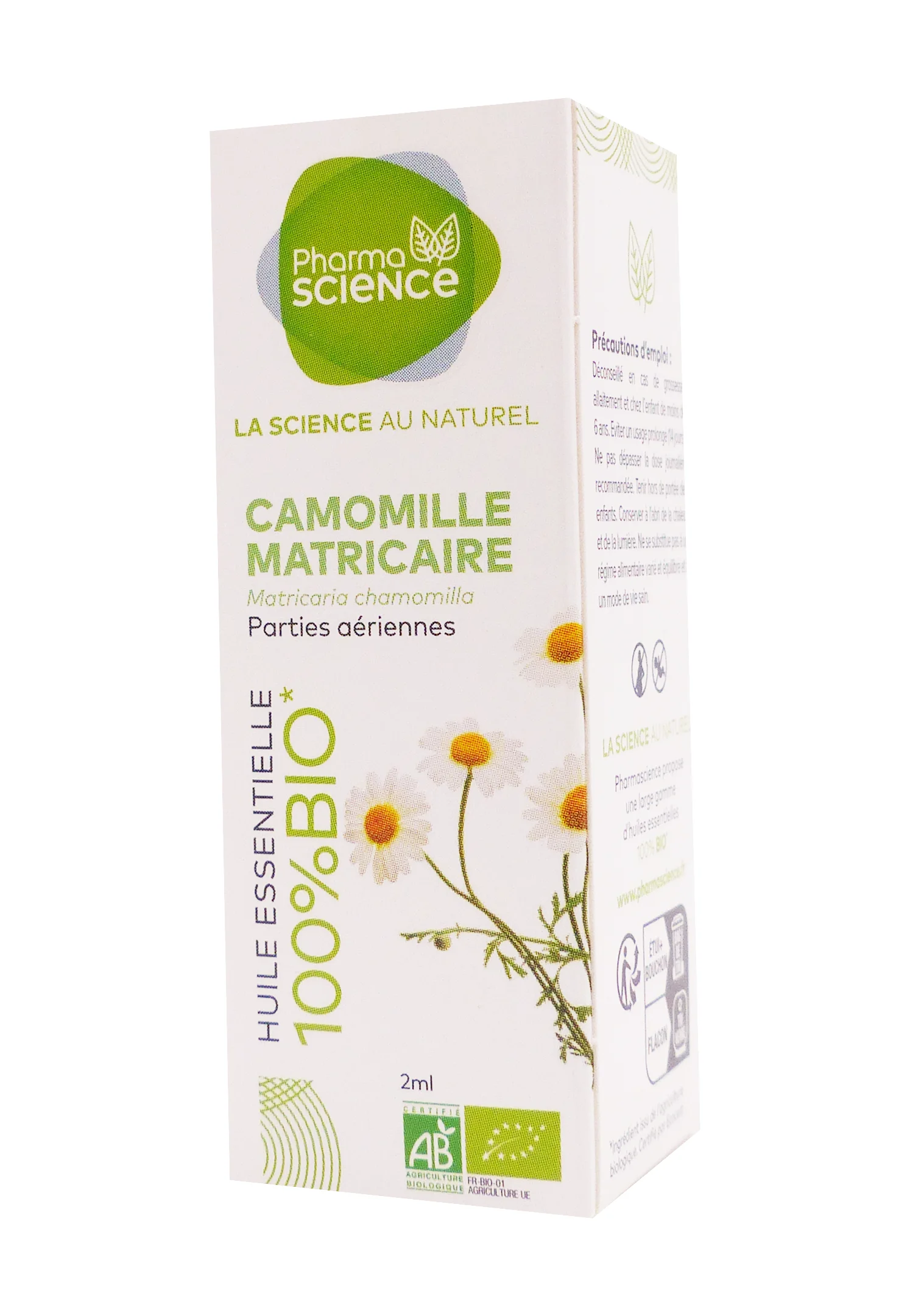 PHARMASCIENCE HUILE ESSENTIELLE CAMOMILLE MATRICAIRE BIO 2ML 1 pharmascience camomille matricaire
