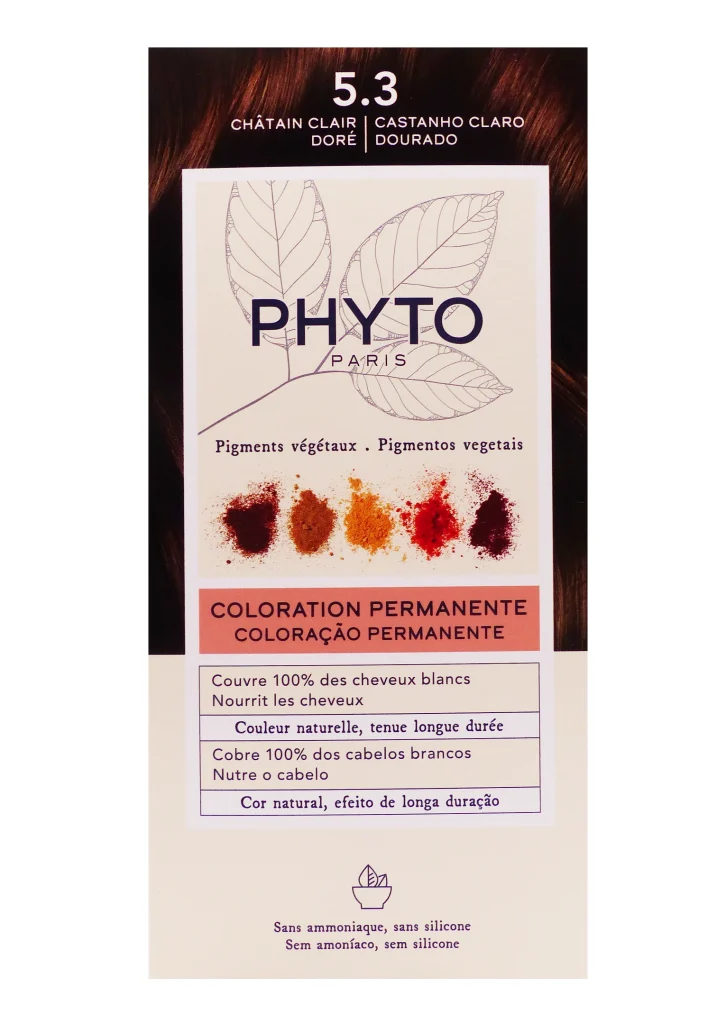 PHYTO COLORATION PERMANENTE 5.3 CHÂTIN CLAIR DORE 2 phyto chatain clair 5.3