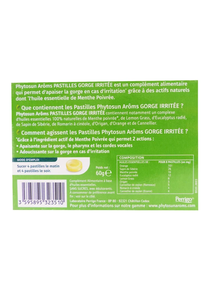 PHYTOSUN AROMS PASTILLES GOÛT CITRON GORGE IRRITEE 24 PASTILLES 3 phytosun aroms