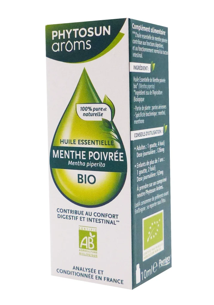 PHYTOSUN ARÔMS HUILE ESSENTIELLE MENTHE POIVREE BIO 10ML 2 phytosun aroms huile essentielle menthe poivree bio