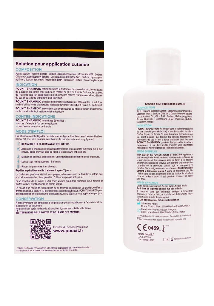 POUXIT SHAMPOOING ANTI-POUX ET LENTES PARFUM ABRICOT 15 MINUTES 200ML 3 pouxit shampooing abricot