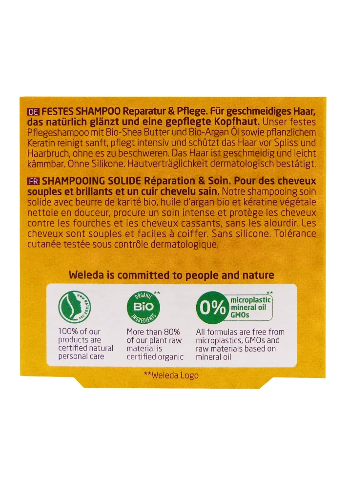 shampooing solide reparation et soin weleda dos