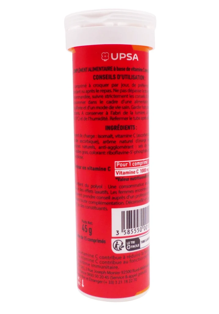 UPSA VIT C 1000MG 15 COMPRIMES A CROQUER 3 upsa vitamine c