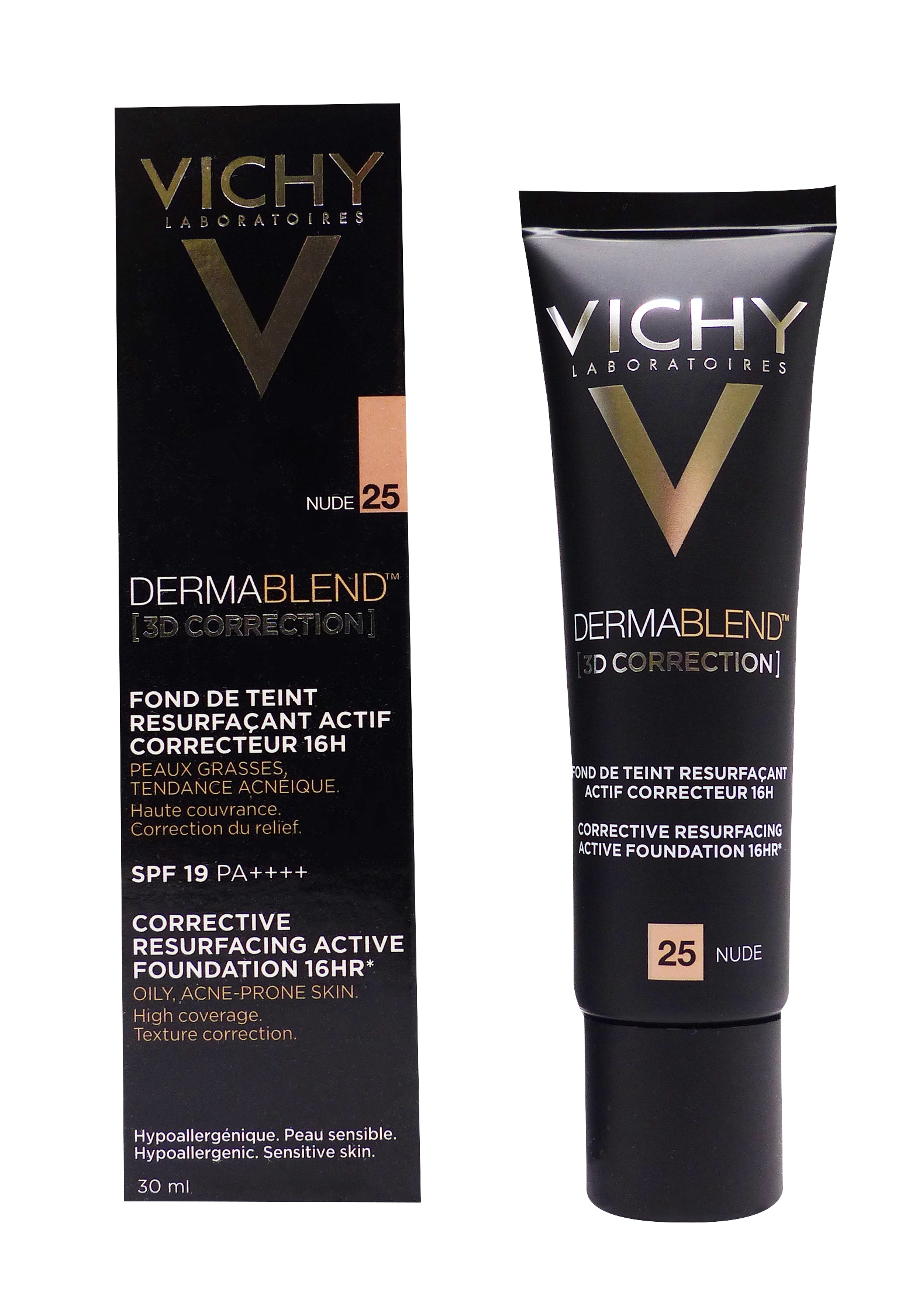 VICHY DERMABLEND 3D FOND DE TEINT NUDE 25, SPF19, 30ML 1 vichy fond de teint nude 25 30 ml