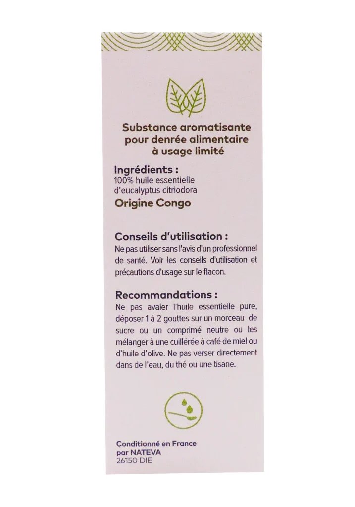 PHARMASCIENCE HUILE ESSENTIELLE EUCALYPTUS CITRIODORA 10 ML 4 dos huile essentielle