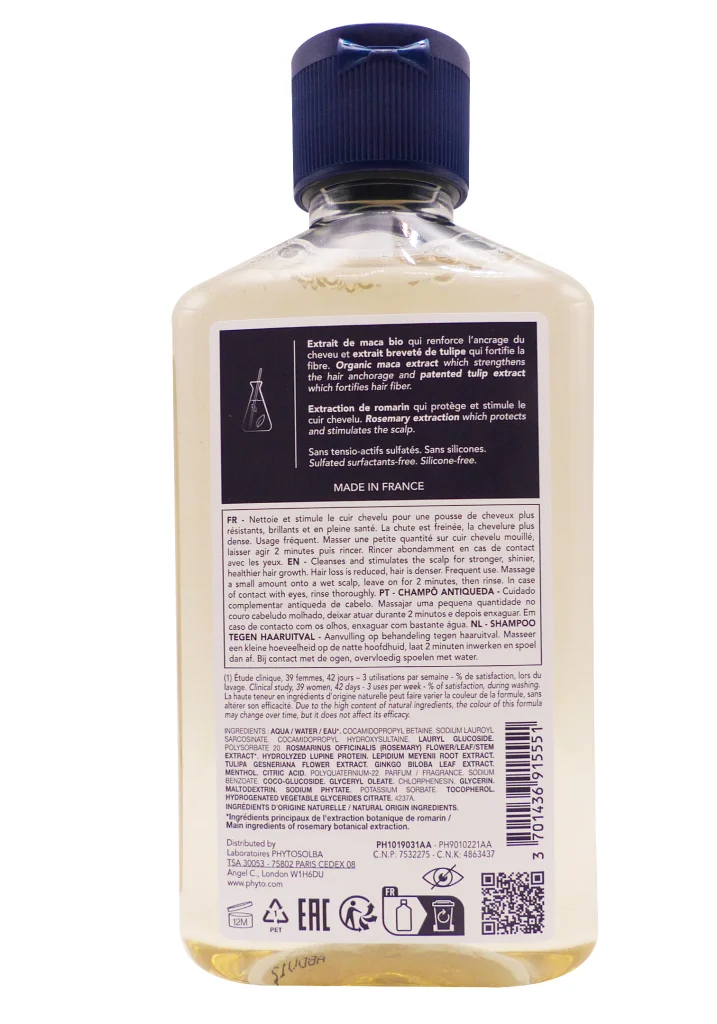 PHYTOCYANE SHAMPOOING REVIGORANT CHUTE DE CHEVEUX FEMININES 250ML 3 dos shampooing
